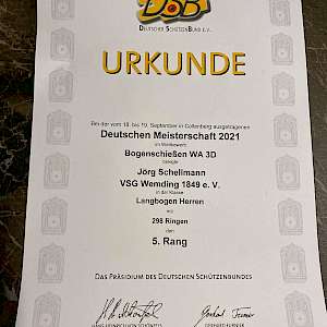 5. Platz - Deutsche Meisterschaft 3D WA (DSB)